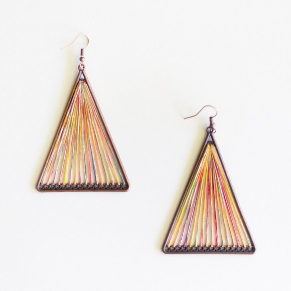 Bohemian Geometric Threaded Large Earrings - Picture 8 of 8
